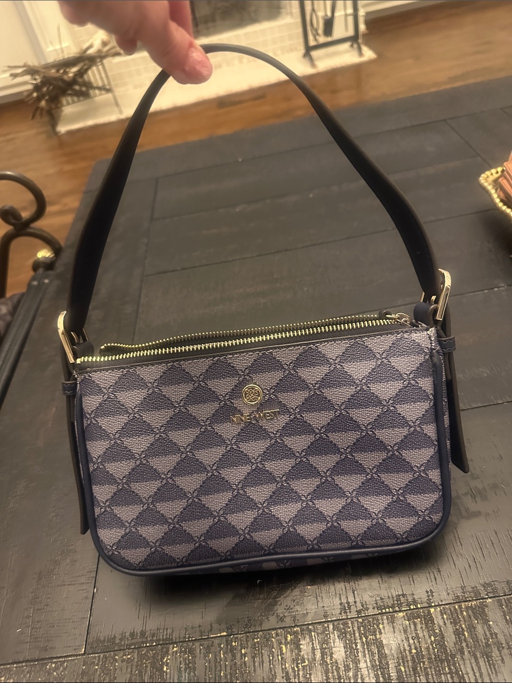 Nine West Navy Gray Patterned Women’s Shoulder Bag